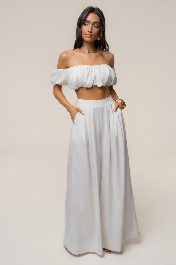 White off-shoulder set